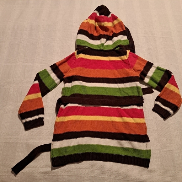 Gymboree girls size small long striped button up hooded sweater fall colors - Picture 3 of 4